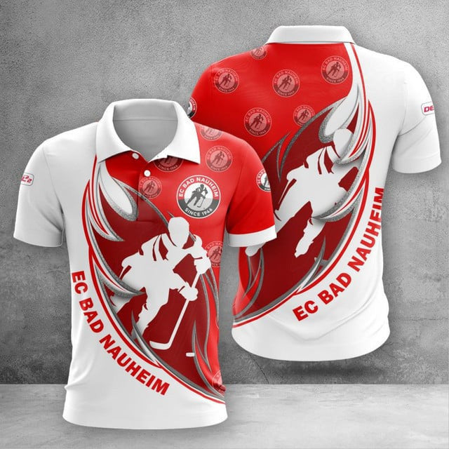 EC Bad Nauheim Poloshirt Farbkombination des Feuermuster Teams