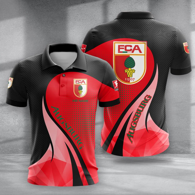 FC Augsburg Poloshirt Moderner Geometrischer Stil mit individuellem Namen