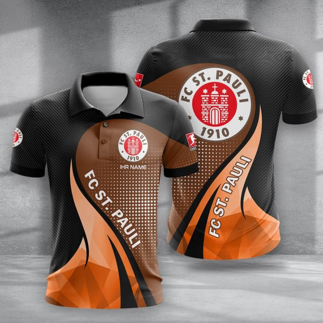 FC St. Pauli Poloshirt Moderner Geometrischer Stil mit individuellem Namen