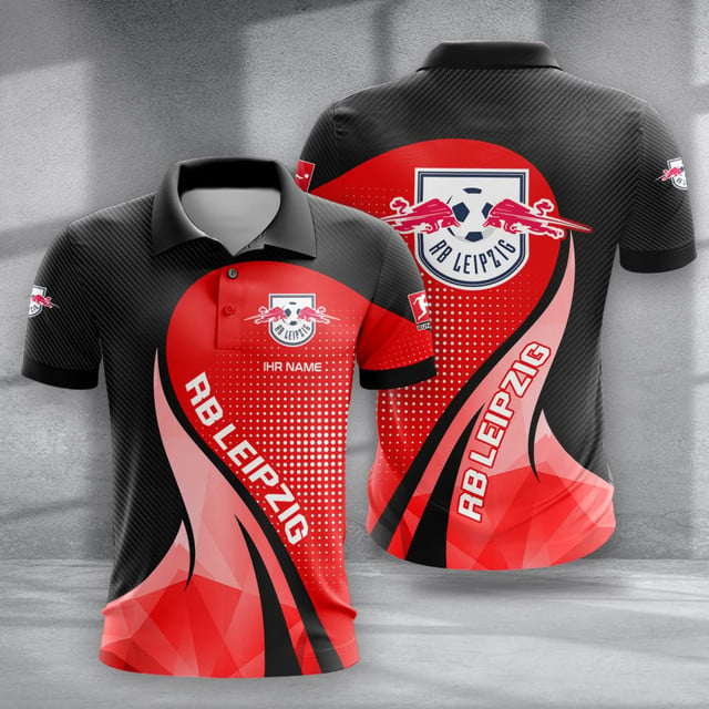 RB Leipzig Poloshirt mit individuellem Namen Moderner Geometrischer Stil