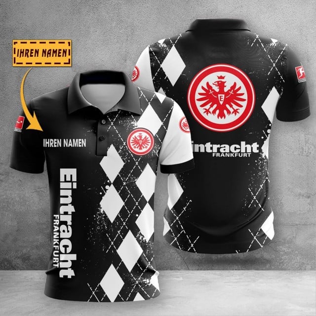 Eintracht Frankfurt Poloshirt Rauten Design mit individuellem Namen