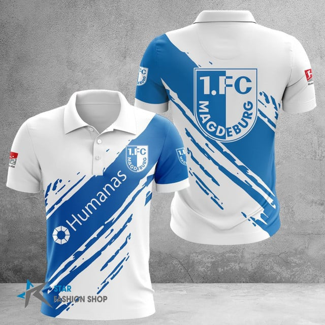 1. FC Magdeburg Poloshirt Farbspritzer Design