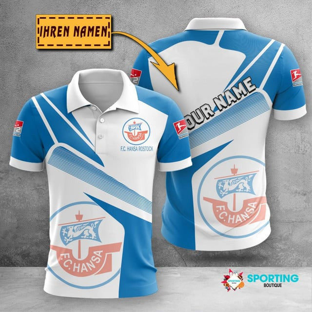 FC Hansa Rostock Poloshirt mit individuellem Namen Geometrischer Passender Stil