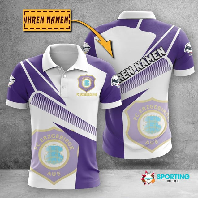 FC Erzgebirge Aue Poloshirt mit individuellem Namen Geometrischer Passender Stil