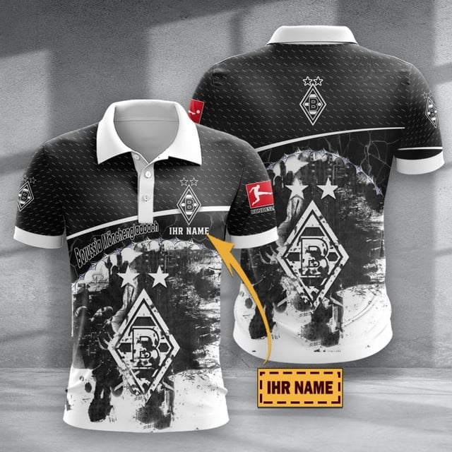 Borussia Mönchengladbach Poloshirt Hexagon Schuppen Design mit individuellem Namen