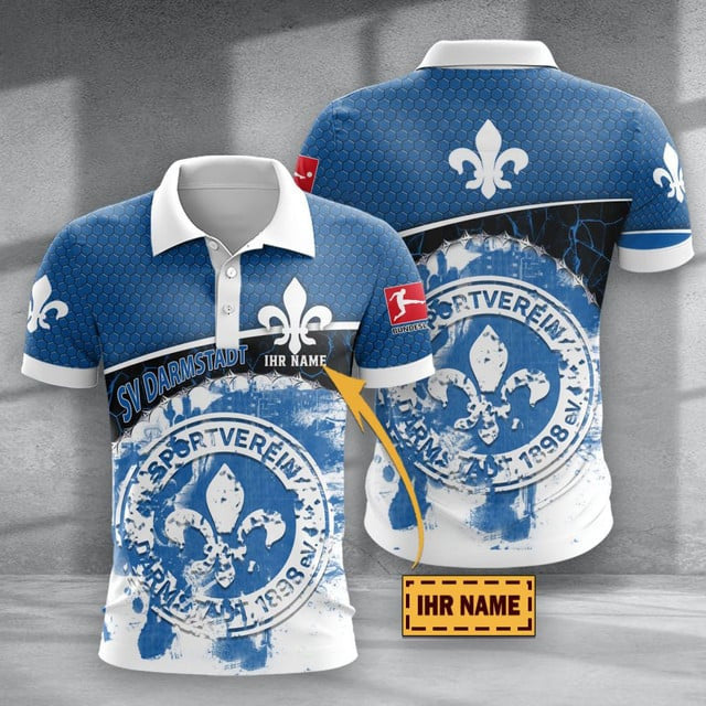 SV Darmstadt 98 Poloshirt mit individuellem Namen Hexagon Schuppen Design