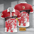 FC Augsburg Poloshirt mit individuellem Namen Hexagon Schuppen Design