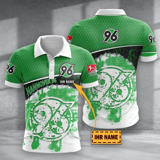 Hannover 96 Poloshirt mit individuellem Namen Hexagon Schuppen Design