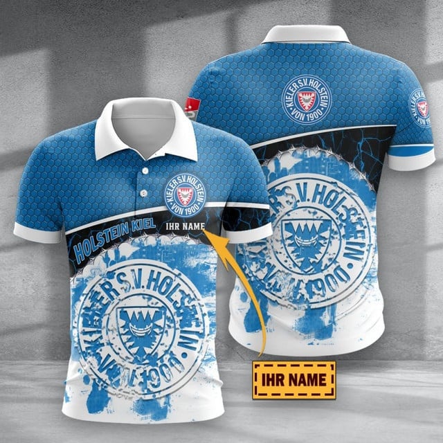 Holstein Kiel Poloshirt Hexagon Schuppen Design mit individuellem Namen