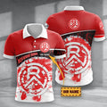 Rot Weiss Essen Poloshirt mit individuellem Namen Hexagon Schuppen Design