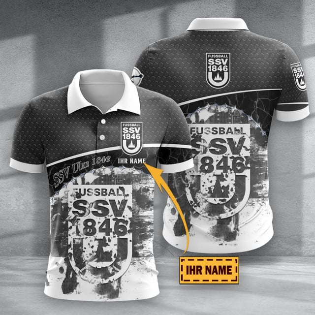 SSV Ulm 1846 Poloshirt mit individuellem Namen Hexagon Schuppen Design