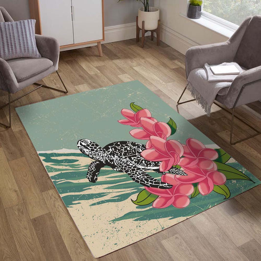 Aloha Hawaii Schildkröten mit Plumeria Teppich