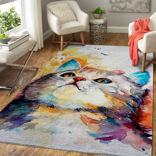 Bunte Neugier Katze Teppich