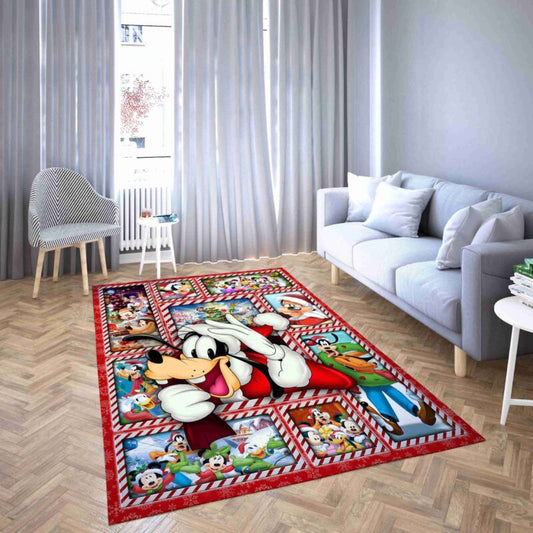 Disney Christmas Karikatur Charaktere In Einem Bild Teppich