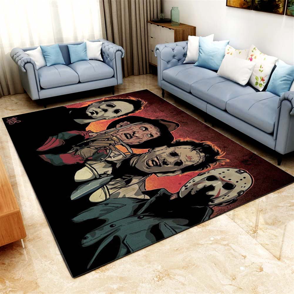 Michael Myers Freddy Krueger Ledergesicht & Jason Voorhees Horrorfilm Charaktere Teppich