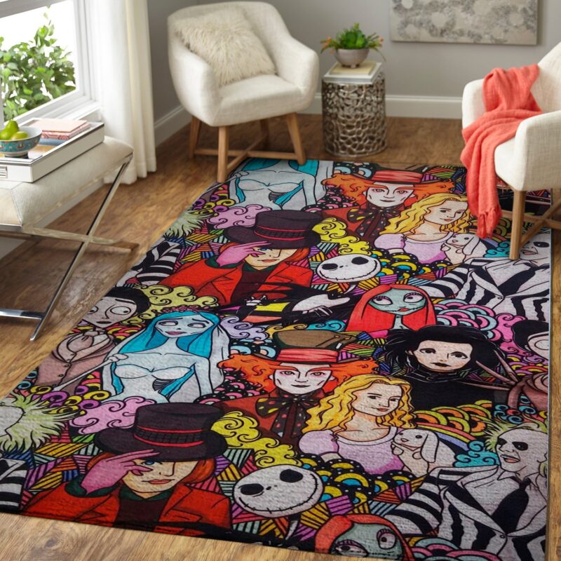 Tim Burton Charaktere Halloween Teppich