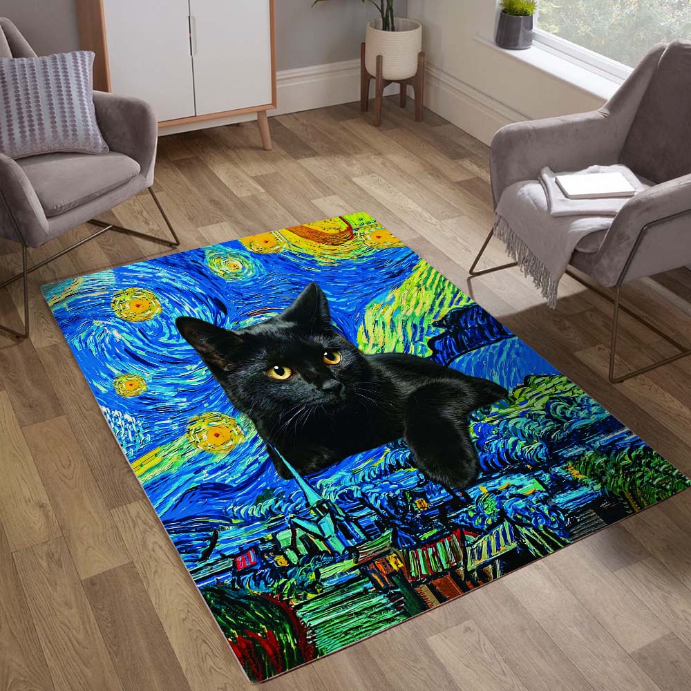 schwarze Katze Teppich